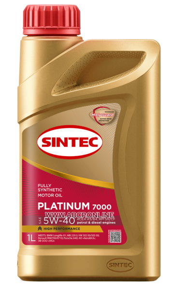 SINTEC
600138
Масло моторное синтетика SINTEC Platinum 7000 SAE 5W-40 ACEA A3/B4 API SN/CF 1 л.