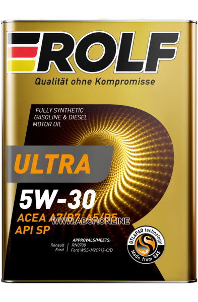 ROLF
323147
Масло моторное синтетика ROLF Ultra SAE 5W-30 ACEA A5/B5 API SP 4 л.
