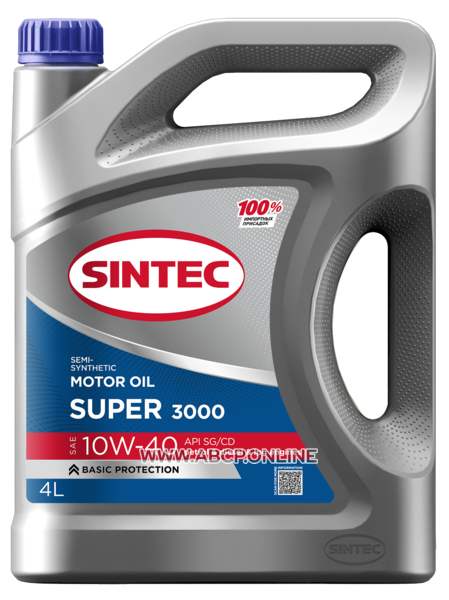 SINTEC
600240
Масло моторное полусинтетика SINTEC Super 3000 SAE 10W-40 API SG/CD 4 л.