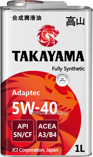 TAKAYAMA
605586
Масло моторное синтетика TAKAYAMA Adaptec SAE 5W-40 ACEA A3/B4 API SN/CF 1 л.