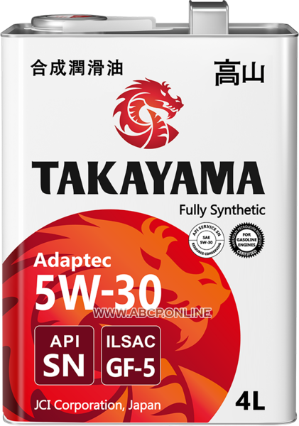 TAKAYAMA
605585
Масло моторное синтетика TAKAYAMA Adaptec SAE 5W-30 ILSAC GF-5 API SN 4 л.