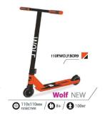 NOVATRACK 110PWOLFBOR9 Самокат 2-х колесный 110 мм Трюковый детский Wolf алюминиевый не складной 100 кг оранжевый