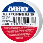 ABRO ET9121810WHTRW Лента изоляционная 18 мм. x 9,1 м. толщина 0,12 мм. ПВХ белая от -3C до +80C ET-912-R-WHITE