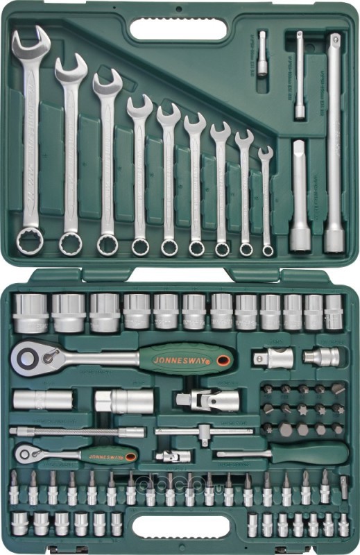 Набор инструмента универсальный 1/4", 1/2"DR, 82 предмета, Jonnesway S04H52482S
