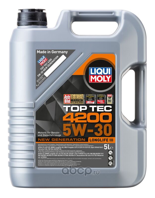Top Tec 4200 5W-30 New Generation синтетика 5W-30 5 л., LIQUI MOLY 8973