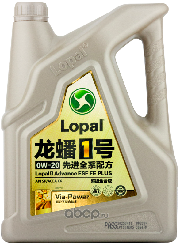 1 Advance ESF FE PLUS 0W-20 синтетика 0W-20 4 л., Lopal LPL34567