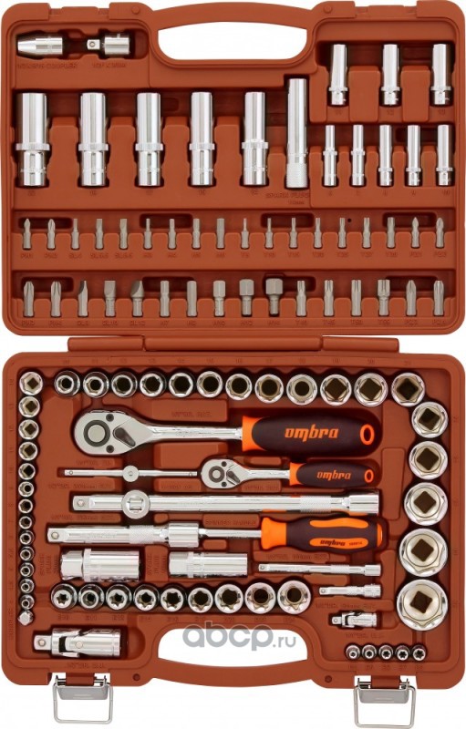 Набор инструмента универсальный 1/4", 3/8", и 1/2"DR, 108 предметов, OMBRA OMT108S