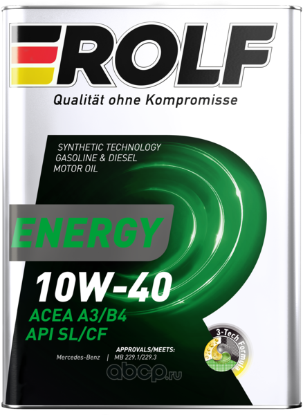 Energy SAE 10W-40 ACEA A3/B4 API SL/CF полусинтетика 10W-40 4 л., ROLF 322227